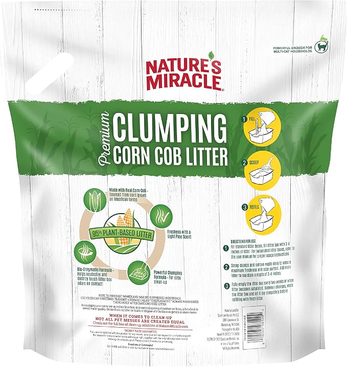 Nature's Miracle Premium Clumping Corn Cob Litter, Tough Odor Bio-Enzymatic - Image 2