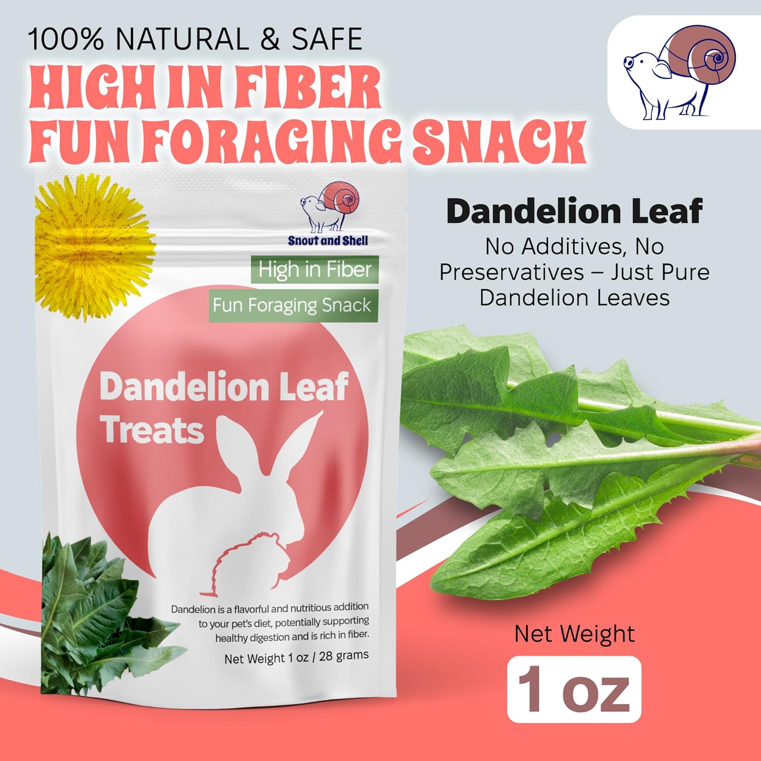 Snout and Shell Small Animal Treats – Pea Flakes, Dandelion Leaf (1oz), Marigold Flowers (0.5oz) – Natural Foraging Snacks for Rabbits, Guinea Pigs, Chinchillas, Hamsters & More