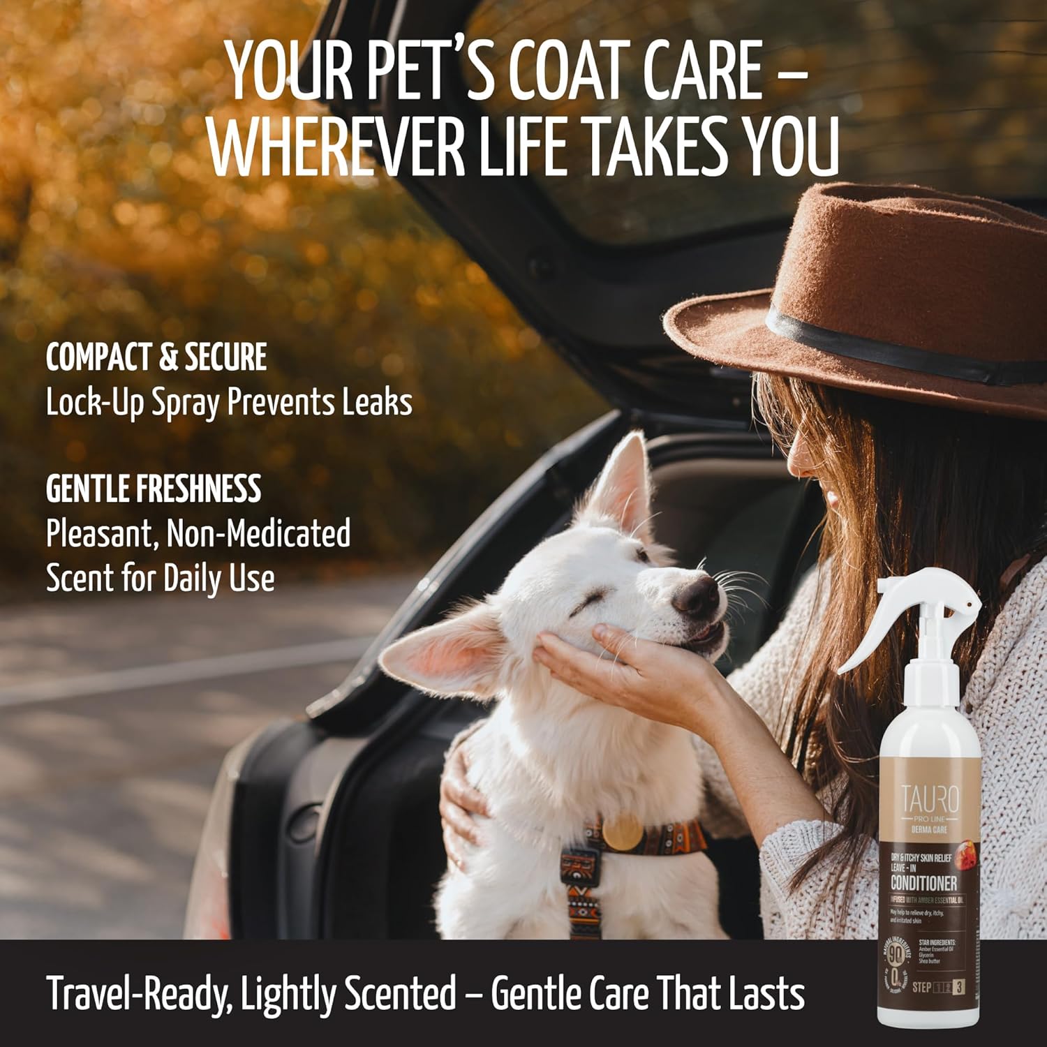 Tauro Pro Line Dog Conditioner Spray for Itchy Skin - Soothes Dry, Sensitive Skin, Calms Itching from Allergies, Dandruff - Leave in Pet Conditioner for Dogs, Cat & Puppy (Derma Care 8.5 Fl Oz)