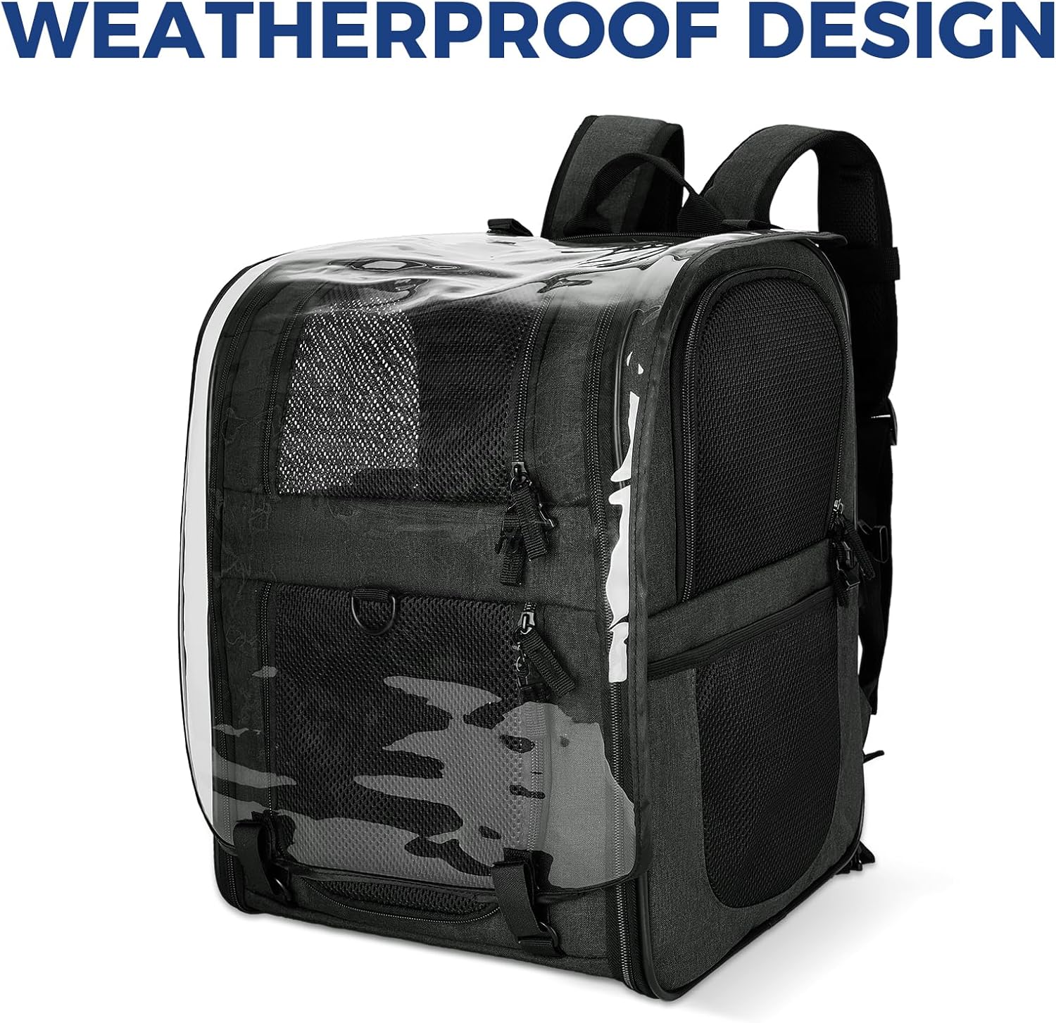 Apollo Walker Pet Carrier Backpack for Large/Small Cats and Dogs, Puppies, Safety Features and Cushion Back Support for Travel, Hiking, Outdoor Use (Black-Expandable)