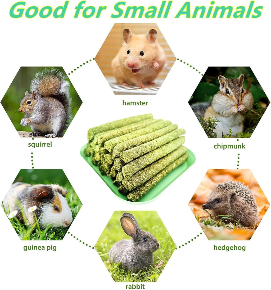 Rabbit Toys,Timothy Hay Stick for Guinea Pig Toy Bunny Chew Toys for Teeth Grinding Hamster Alfalfa Bite Treat Rabbit Molar Food Snack for Pet Rat Chinchilla Squirrel Gerbil-120PCS