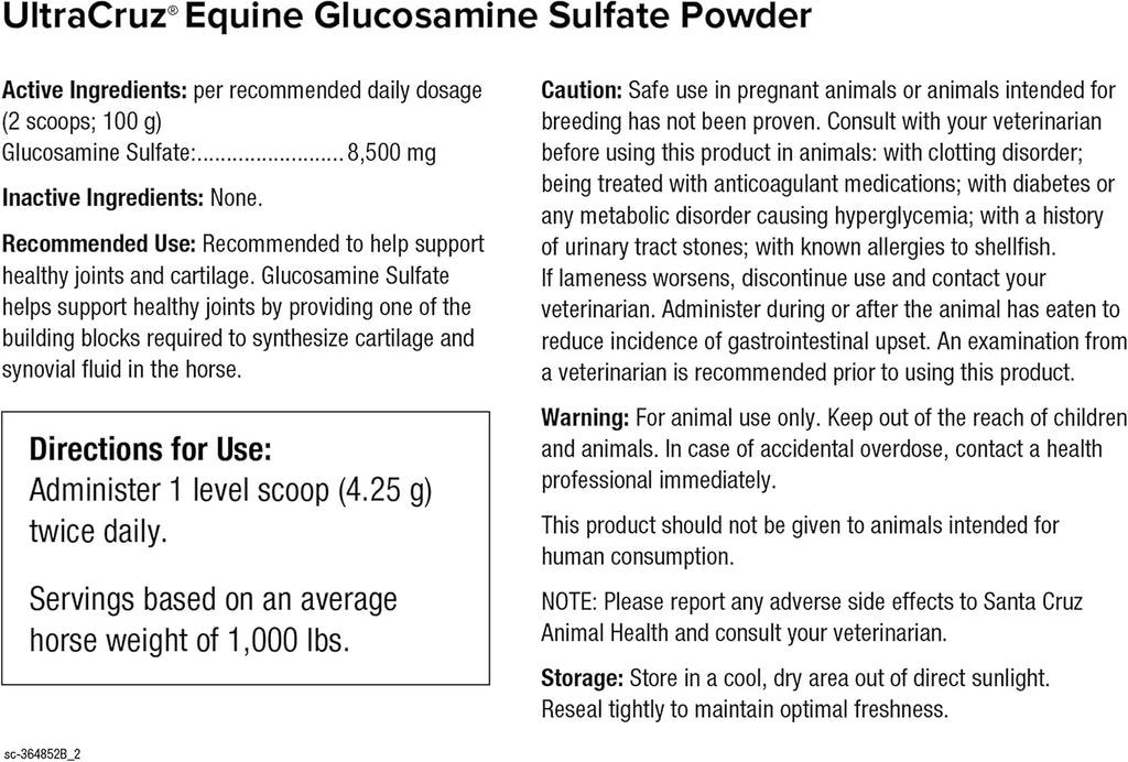 UltraCruz Equine MSM, Glucosamine Sulfate and Chondroitin Sulfate Horse Joint Supplement Bundle, 4 lb Each MSM and Glucosamine, 1 lb Chondroitin, Powders