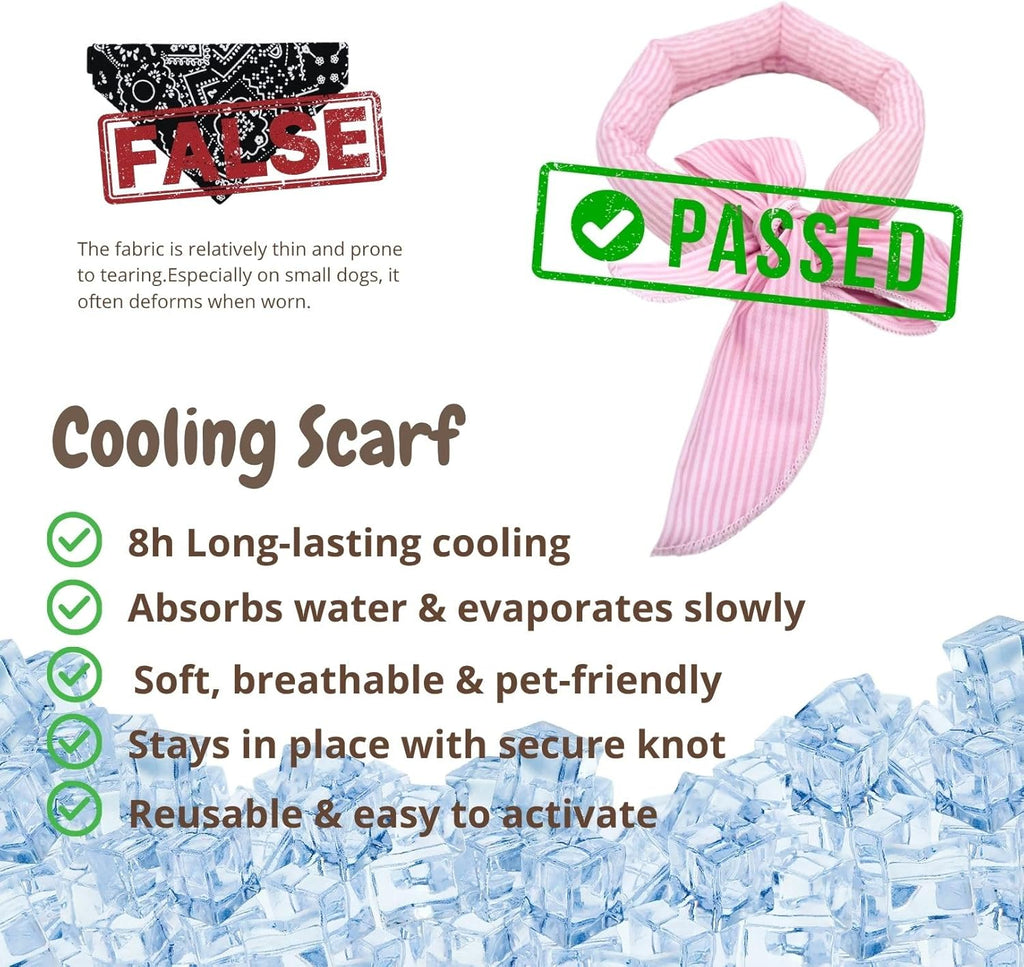 2pcs Cooling Scarf for Pets,Summer Cooling Scarves Keep Cats and Dogs Cool, Reused,Rrecycled,Suitable for Dogs (2pcs-Pink Stripe)