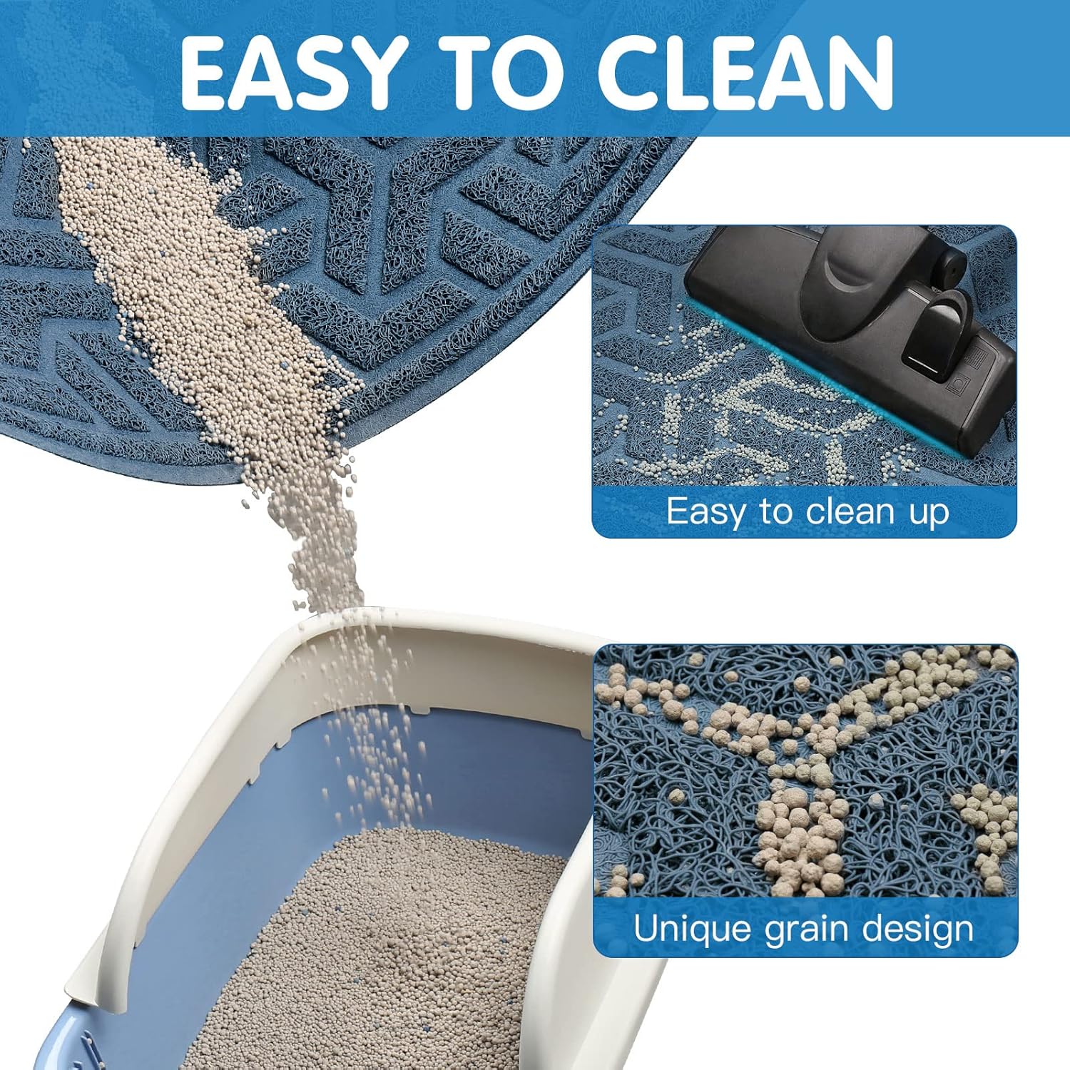 UPSKY Cat Litter Mat, Litter Trapping Mat Soft on Kitty Paws, Large Litter Box Mat 35" x 24" Scatter Control for Indoor Cats Waterproof and Extra Large Pretty Litters Carpet