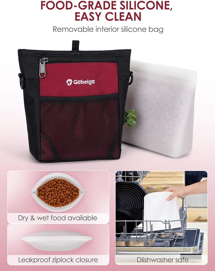 Gobeigo Dog Treat Pouch, Magnetic Closure & Sealable Silicone Bag Insert - Image 2