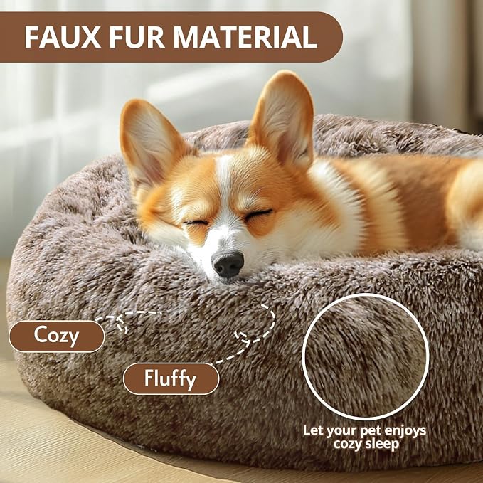 JOLLYVOGUE Calming Dog Beds Large Sized Dog, 36in Donut Washable Large Pet Bed - Image 2