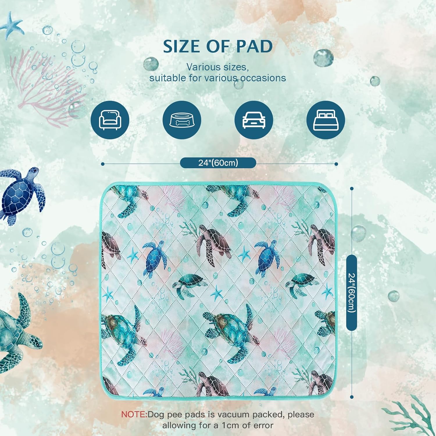 IEUUMLER Washable Pee Pads for Dogs, 2 Pack Reusable Waterproof Puppy Pads, Non-Slip Super Absorbent Dog Training Pad for Playpen Crate Bed EU012