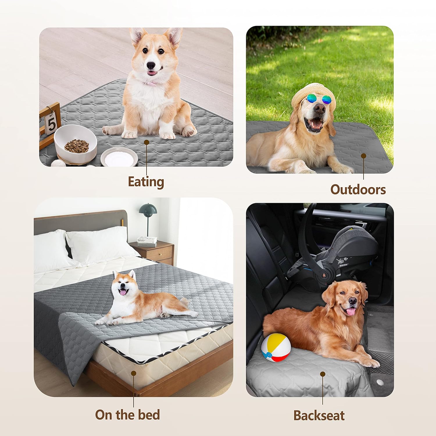 gogobunny 100% Double Sided Waterproof Dog Blanket Soft Pet Bed Cover Reversible Protect Furniture Couch Sofa Car for Puppy Cat Kids (Dark Grey/Light Grey, 30x80 Inch (Pack of 1))
