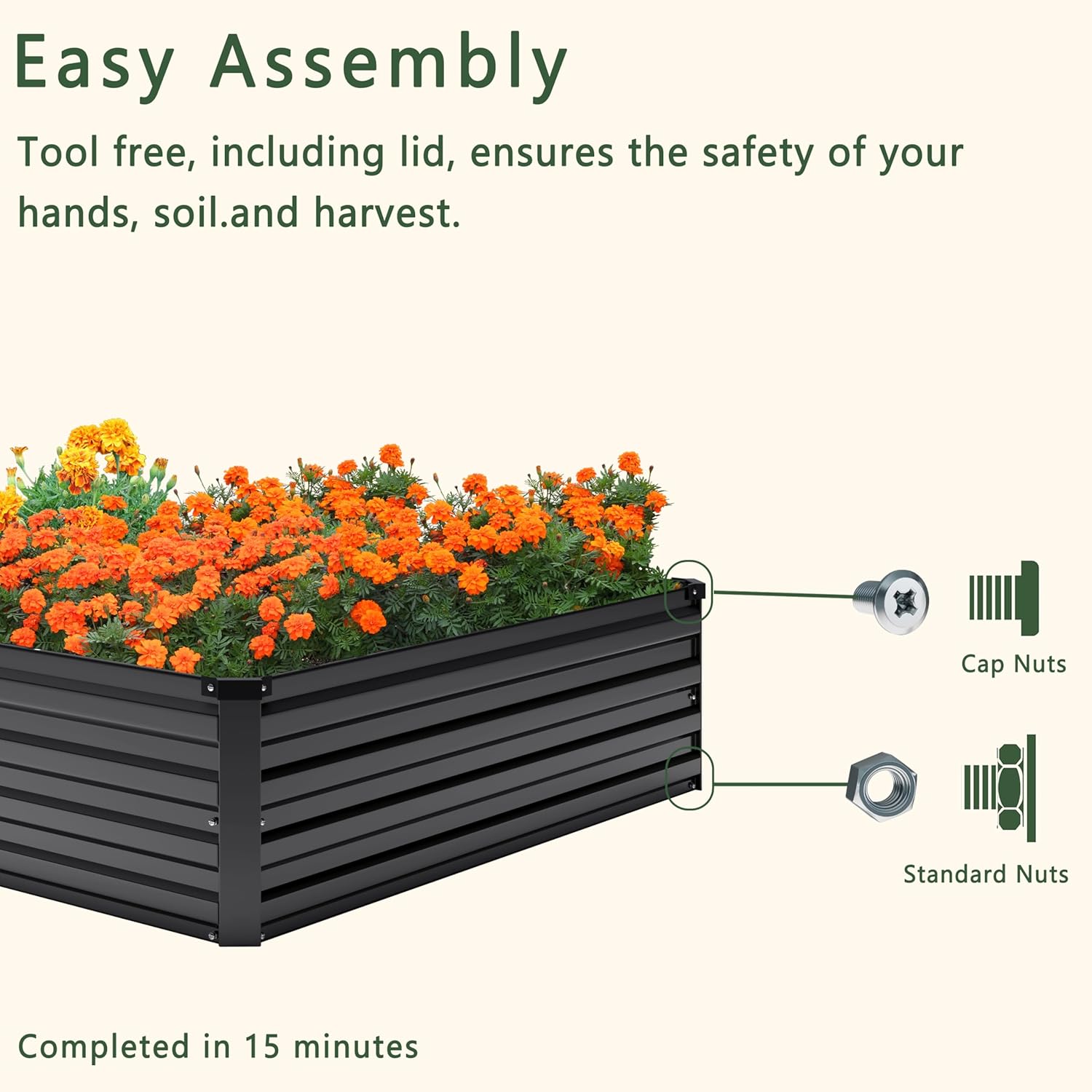 MGNO 2pcs 8x4x1FT Galvanized Raised Garden Bed-Outdoor Planter Box for Vegetables-Metal Garden Bed,Rectangle Planting Box for Herb,Flower,Black
