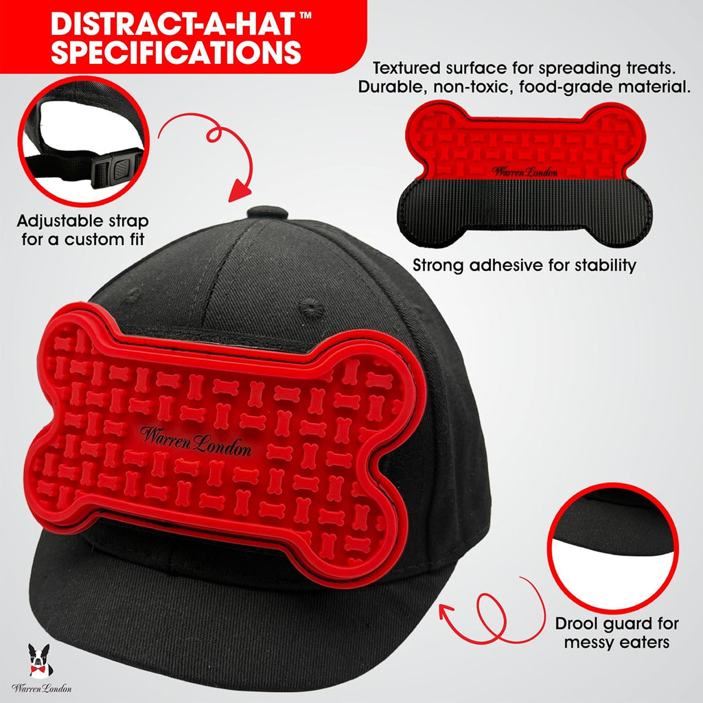 Warren London Hat/Snack Combo - Distract-A-Hat™ Grooming Distraction Tool + 8 oz All-Natural Roasted Peanut Dog Peanut Butter, Xylitol-Free Enrichment & Anxiety-Relief, $42 Value for $34.99
