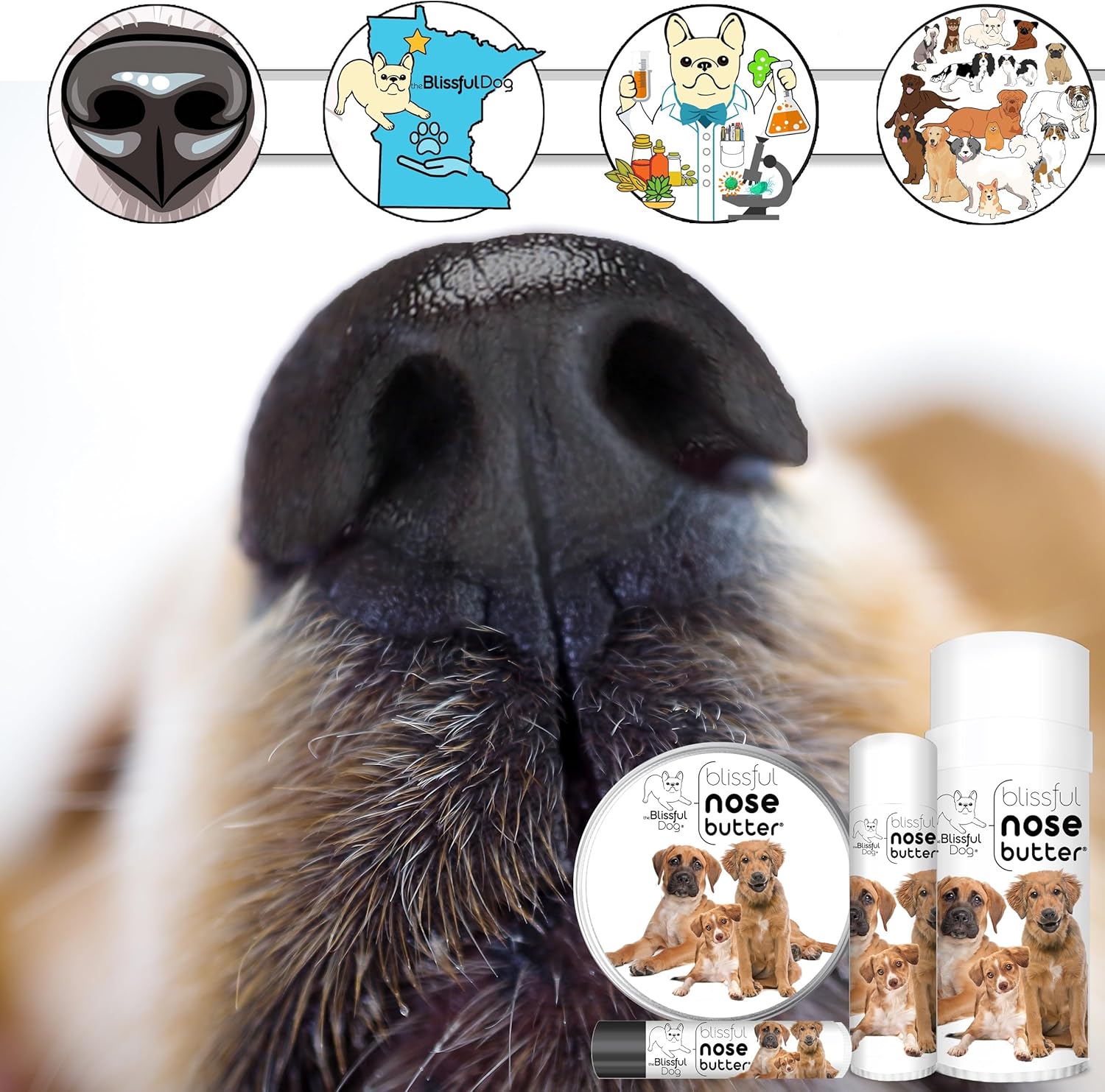 3 Cute Puppies Unscented Nose Butter - Dog Nose Butter, 0.15 Ounce
