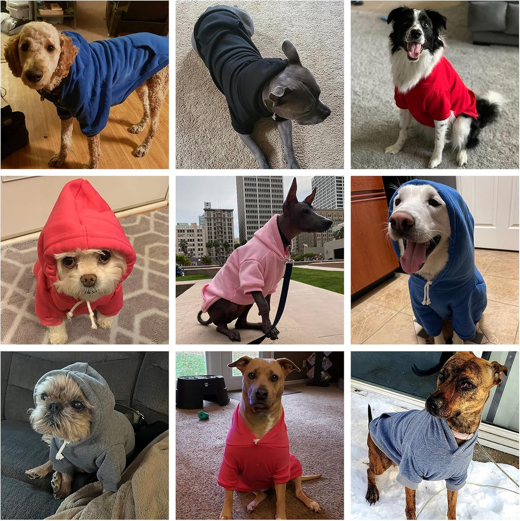 KOOLTAIL Basic Dog Hoodie - Soft and Warm Dog Hoodie Sweater with Leash Hole and Pocket, Dog Winter Coat, Cold Weather Clothes Sweatshirt for Small Medium Large Dogs Puppy Cat Boys Girls Blue XL/XXL