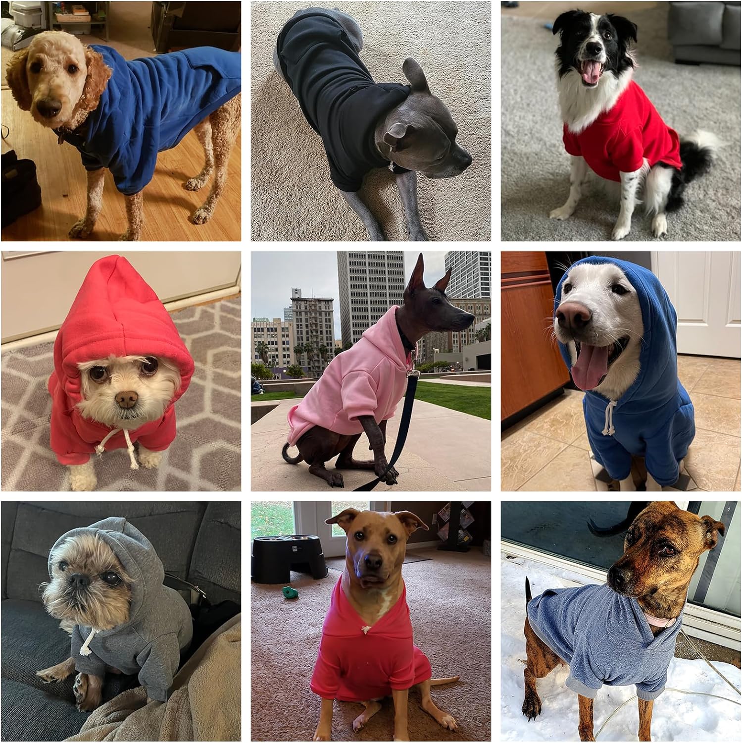 KOOLTAIL Basic Dog Hoodie - Soft and Warm Dog Hoodie Sweater with Leash Hole and Pocket, Dog Winter Coat, Cold Weather Clothes Sweatshirt for Small Medium Large Dogs Puppy Cat Boys Girls Blue S