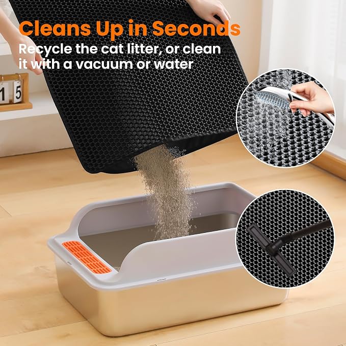 Jumbo Cat Litter Mat, 46x26 Inches Double Layer Honeycomb Litter Trapping Mat - Image 5
