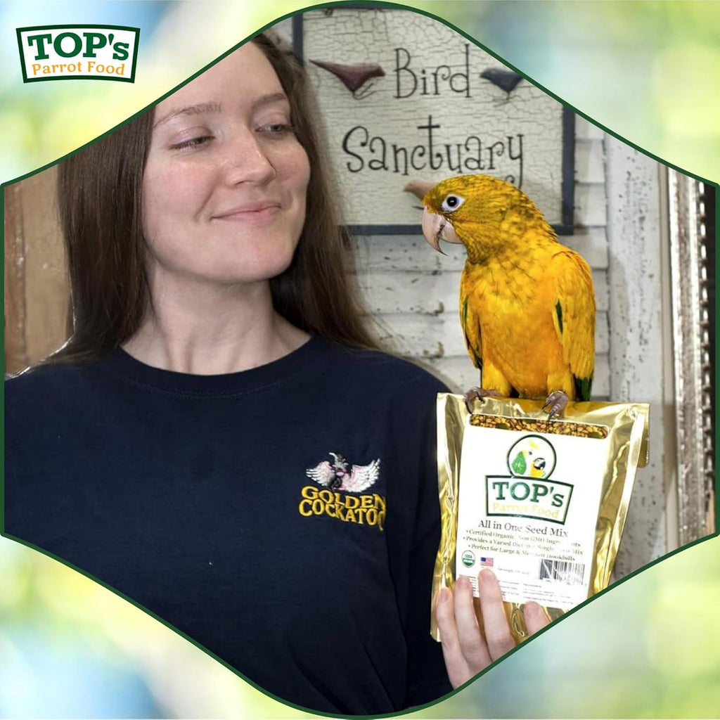 TOP's All in One Seed Mix for Large Birds, Non-GMO, Peanut Soy & Corn Free, USDA Organic Certified, 1lb