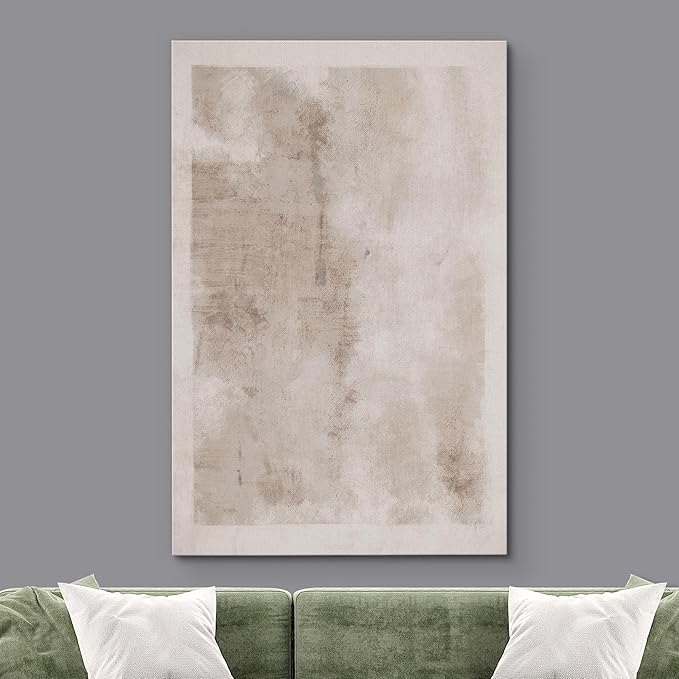 SIGNWIN Canvas Print Wall Art Faded Textured Brown & White Color Blocks Abstract Shapes Illustrations Minimalism Contemporary Nordic Decorative for Living Room, Bedroom, Office - 32"x48"