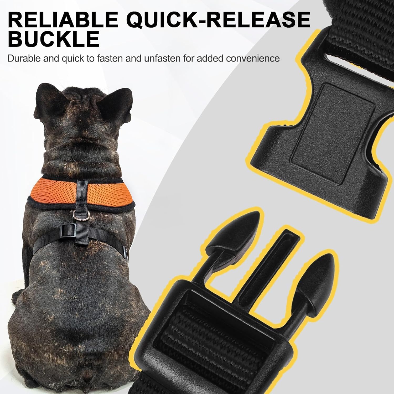 BINGPET No Pull Dog Harness,Soft Mesh Breathable All Weather Vest Harness,Safety Protection Design Durable Adjustable Step-in Easy Walk Dog Harness for Small Medium Large Dogs(Orange,XL)