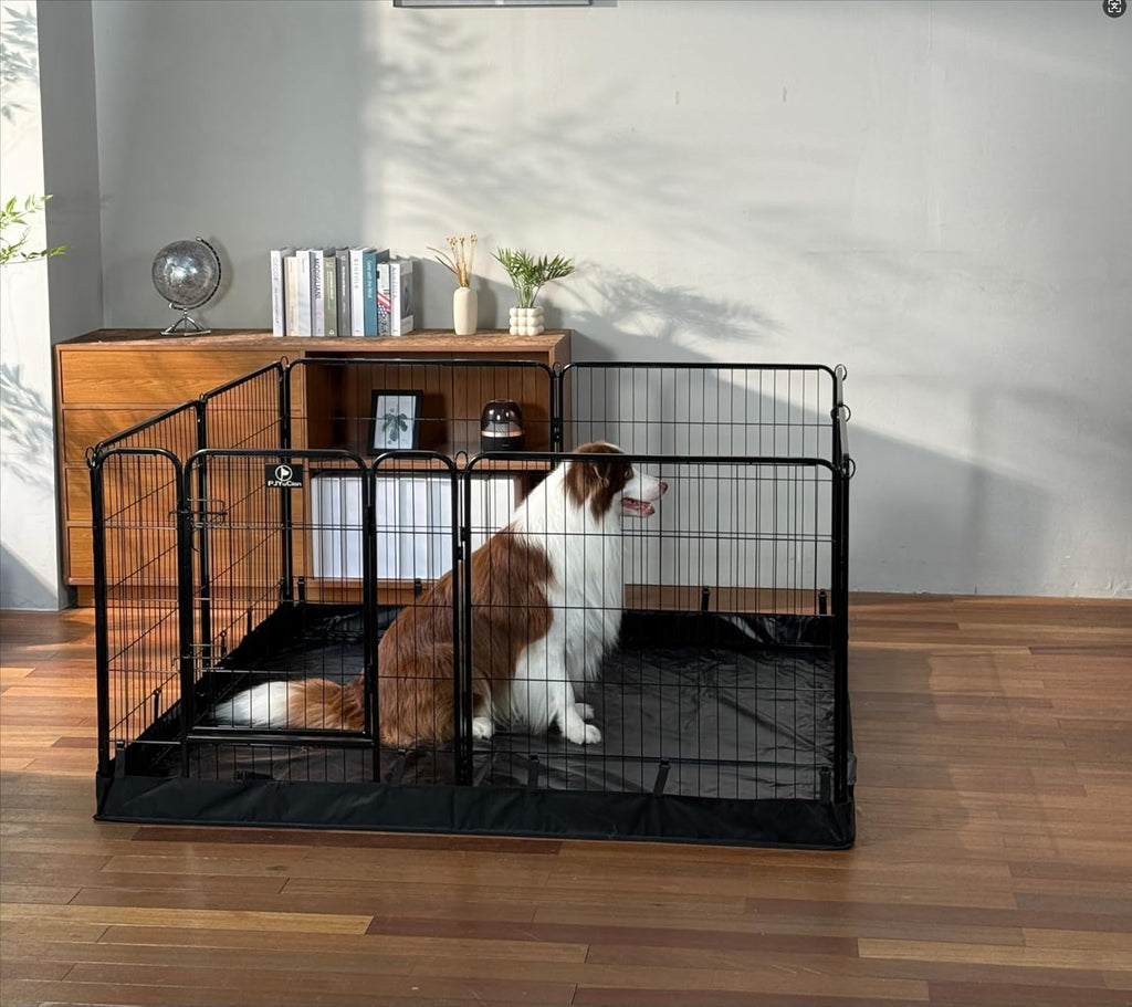 PJYuCien Dog Playpen Plus Storage Bag, 32" H 8 Panels Puppy Pen with Square Bottom, Heavy Duty Dog Fence for Puppies/Small Dogs