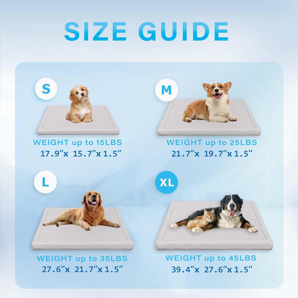 Pet Pad Cooling System for Summer, Consistent Cooling Water Mat for Dogs and Cats, No Refrigeration or Chemical Gel Needed, Machine Washable Bed, Ideal for Home and Crates (Gray, XL)