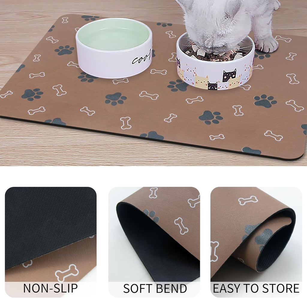 Pet Cat Dog Food Mat Non Slip Mat for Dog Water Bowl Mat Quick Dry Absorbent Cat Feeding Mat, 32 * 17 in, Black
