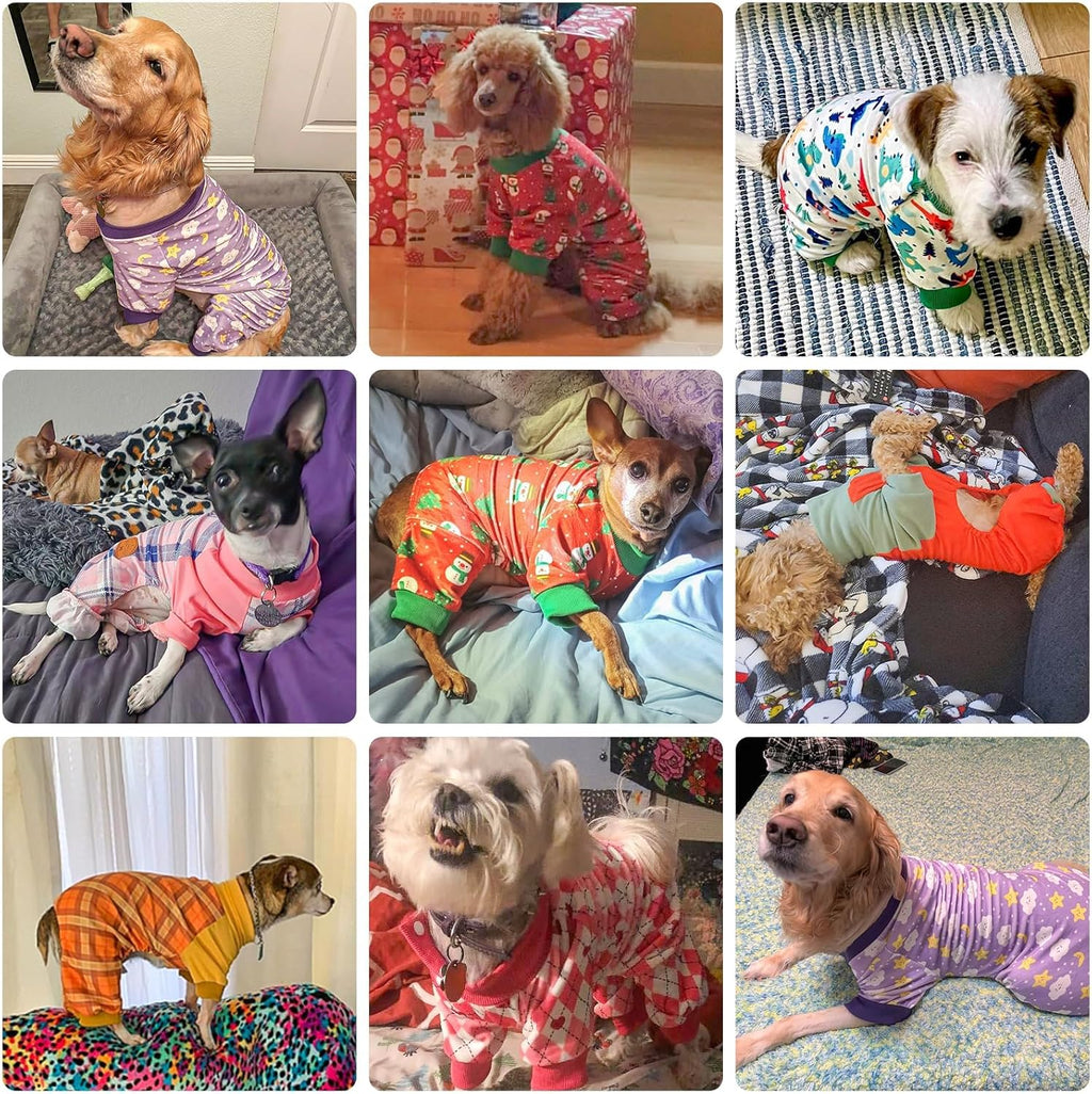 BEAUTYZOO Dog Pajamas Small Sized Dog, Summer Doggie Pajamas for Boy Girl, Soft Strechy Cotton Puppy Pjs Jammies Onesies for Men Women, Pet Jumpsuit Body Suit Cat Apparel Clothes, Green Dinosaur S