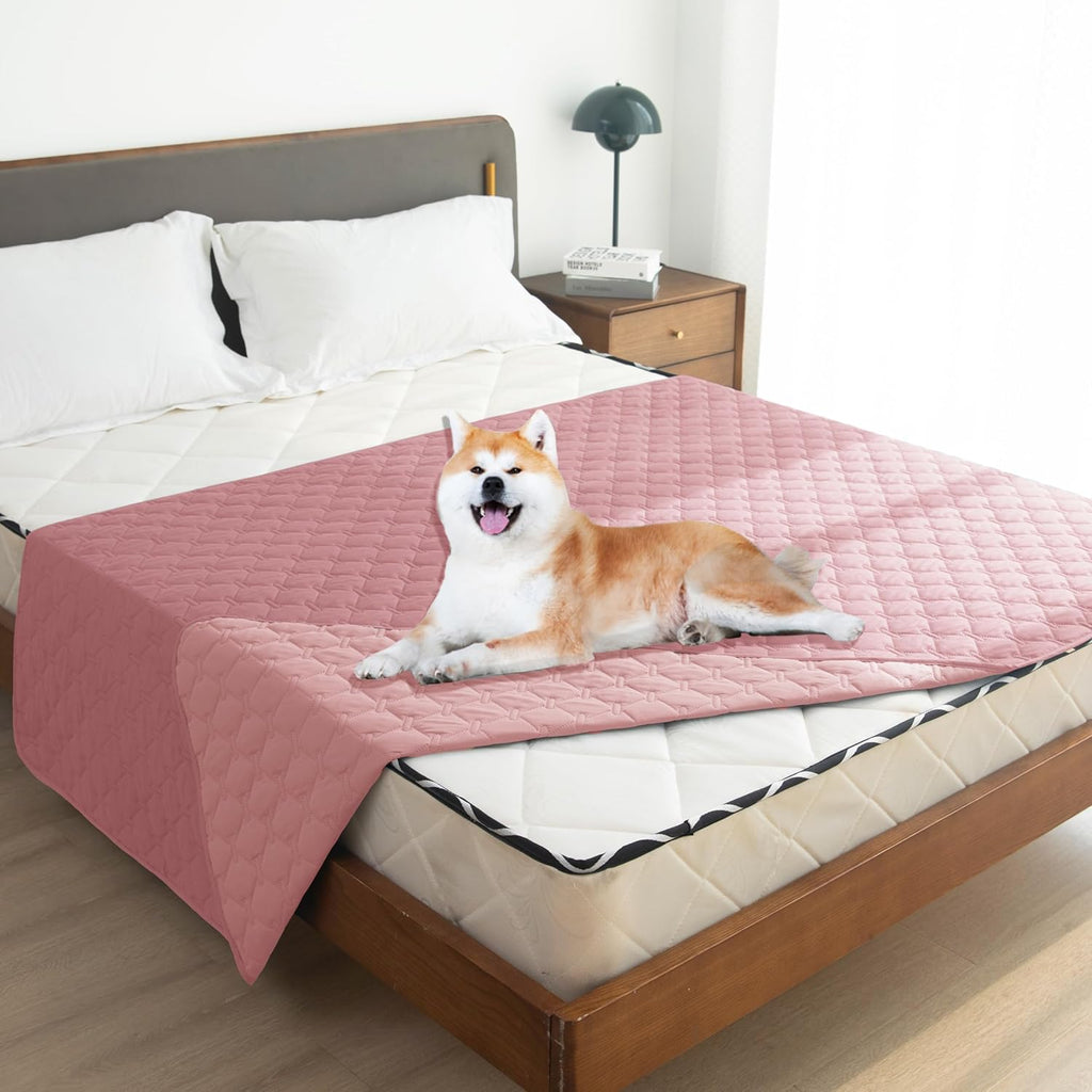 gogobunny 3X Stronger Waterproof Pet Blanket, Scratch Proof Furniture Protector for Dogs Cats, Reversible Cover 82x82 Inch, Dark Pink/Light Pink