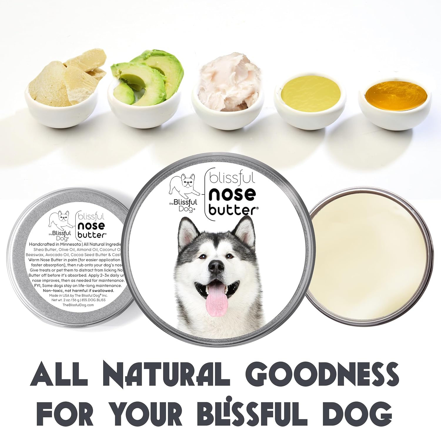 The Blissful Dog Malamute Unscented Nose Butter - Dog Nose Butter, 2 Ounce