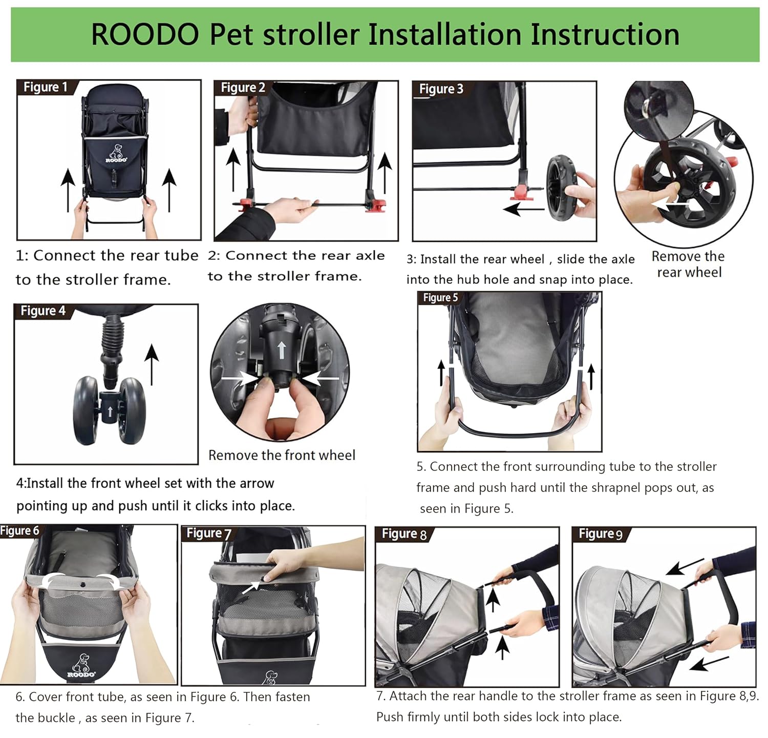 ROODO 4 Wheel Dog Cat Pet Stroller Best Lightweight Foldable Compact Portable Jogger All Terrain Travel Pet Gear Puppy Doggie Bunny Kitty Stroller for up to 30lbs Medium Small Dogs Cats(Sky Blue)
