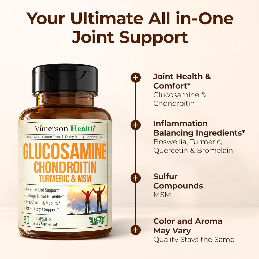 Glucosamine Chondroitin MSM – Joint Support Supplement for Women and Men with Glucosamine Sulfate 1500 mg, Chondroitin and MSM – for Cartilage, Joint Health and Flexibility – 90 Capsules