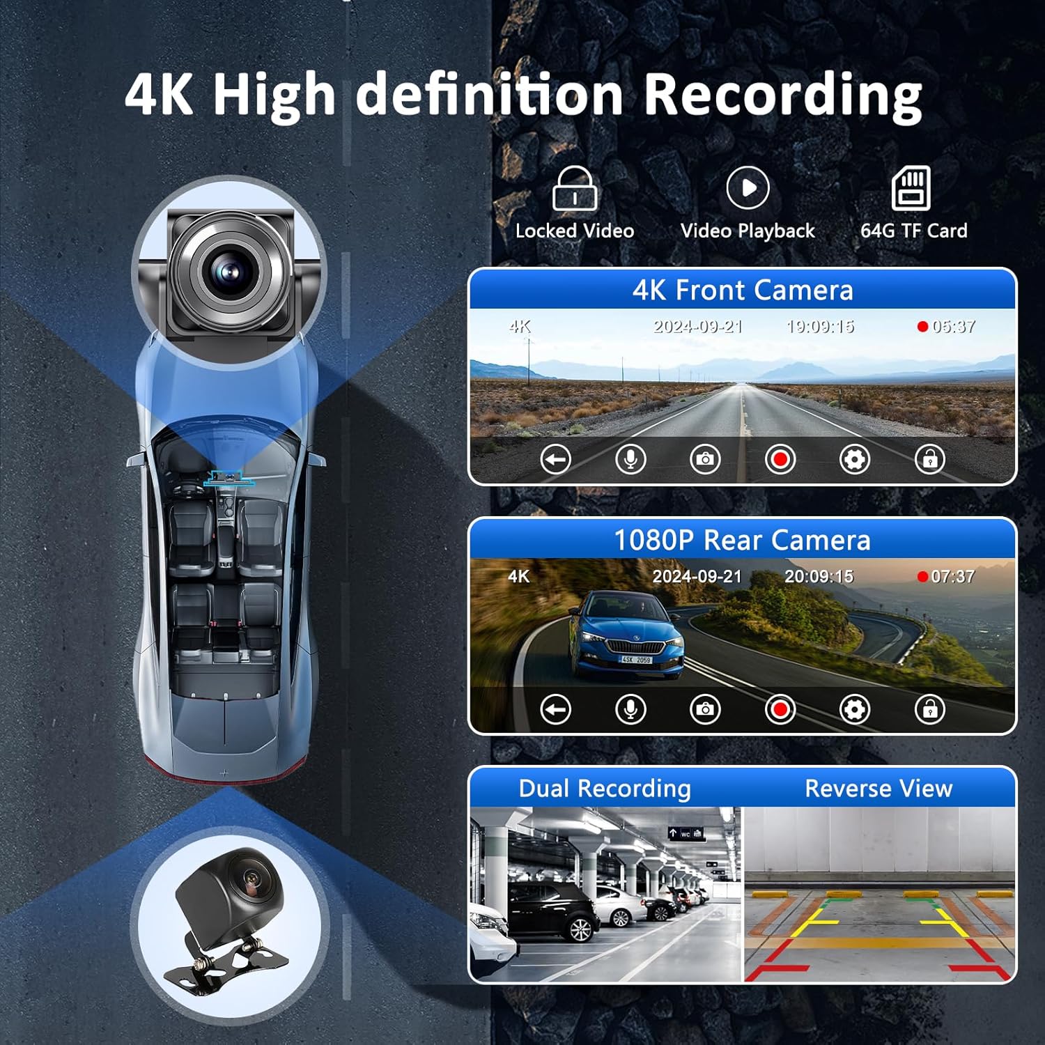 Apple carplay & Android Auto,Wireless Double din 10.26 inch Dash Cam with Front Camera and Backup Camera.GPS Navigation,Mirror Link/Voice Control/Bluetooth for Car RV Pickup Bus Trailer.etc