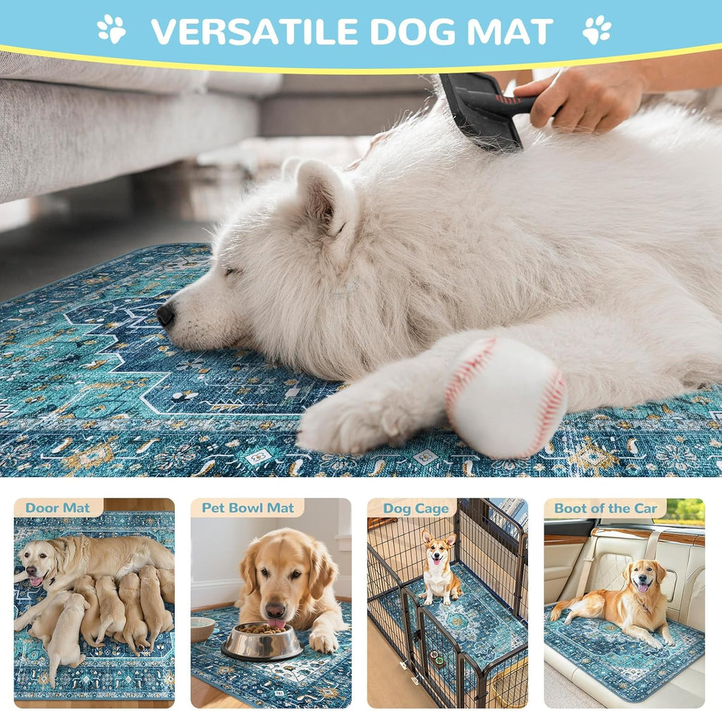 Lahome Super Absorbent Washable Pee Pads for Dogs - Secure Floor Protection - Non-Slip, Leakproof Reusable Pads for Training, Crates & Playpens (2 Pack, 36"x36", Blue)
