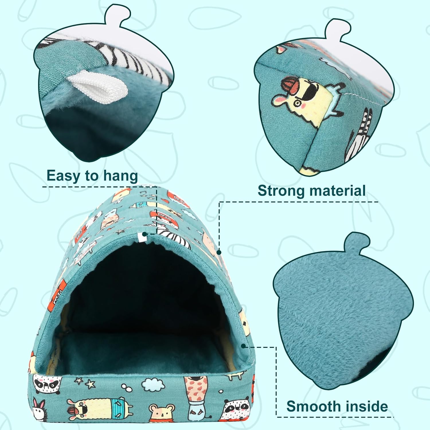 UPINS 2Pcs Guinea Pig Hideout,Guinea Pig Bed Houses Washable Small Animal House Cage Accessories for Dwarf Rabbits Chinchillas Hamsters Hedgehogs Ferrets Bearded Dragons and Rats