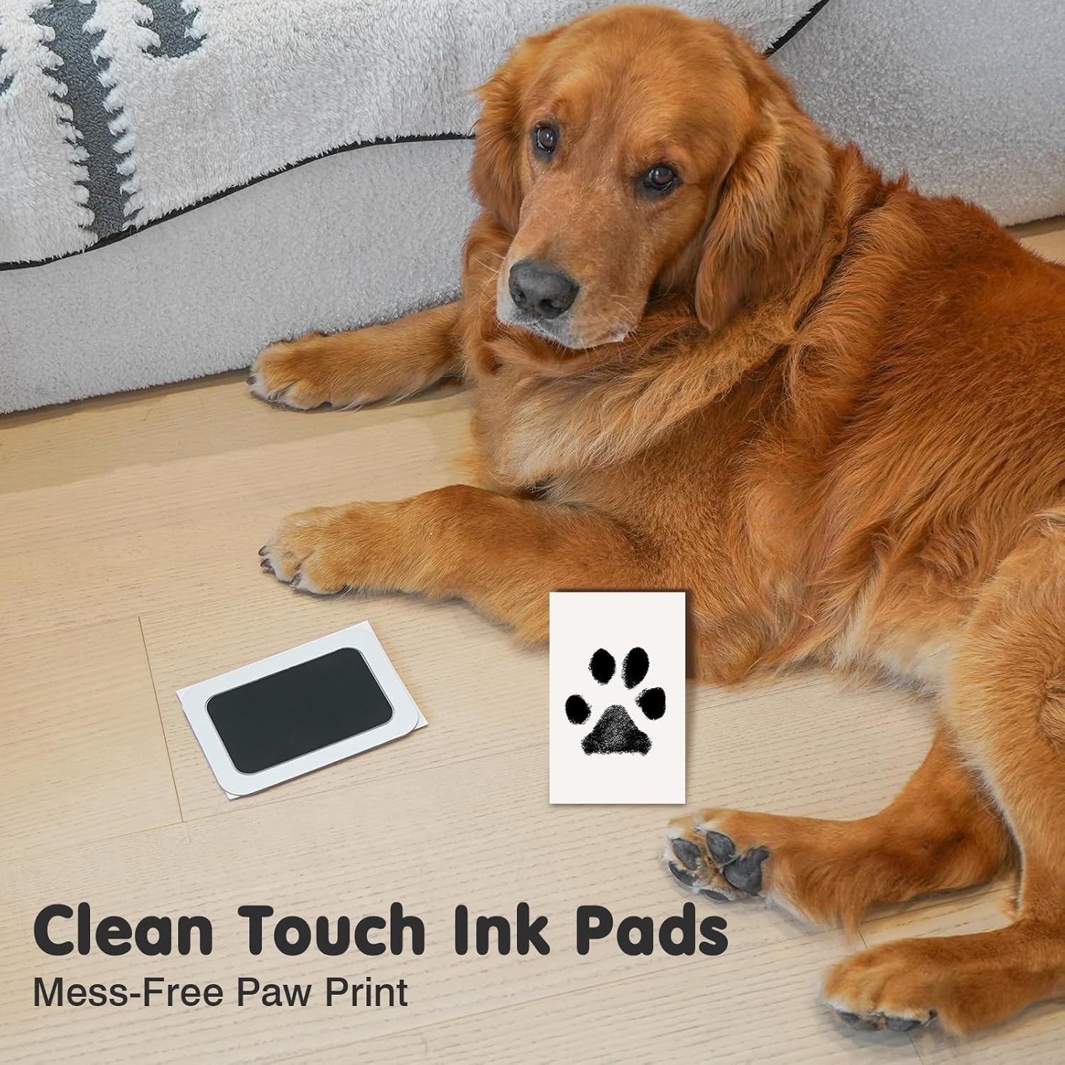Inkless Paw Print Kit for Dogs,Cats & Babies – Clean Touch Dog Nose & Baby Handprint Kit, Mess-Free Ink Pad with 4 Pads & 2 Wooden Frames – Keepsake Gifts for Pet Owners & New Moms