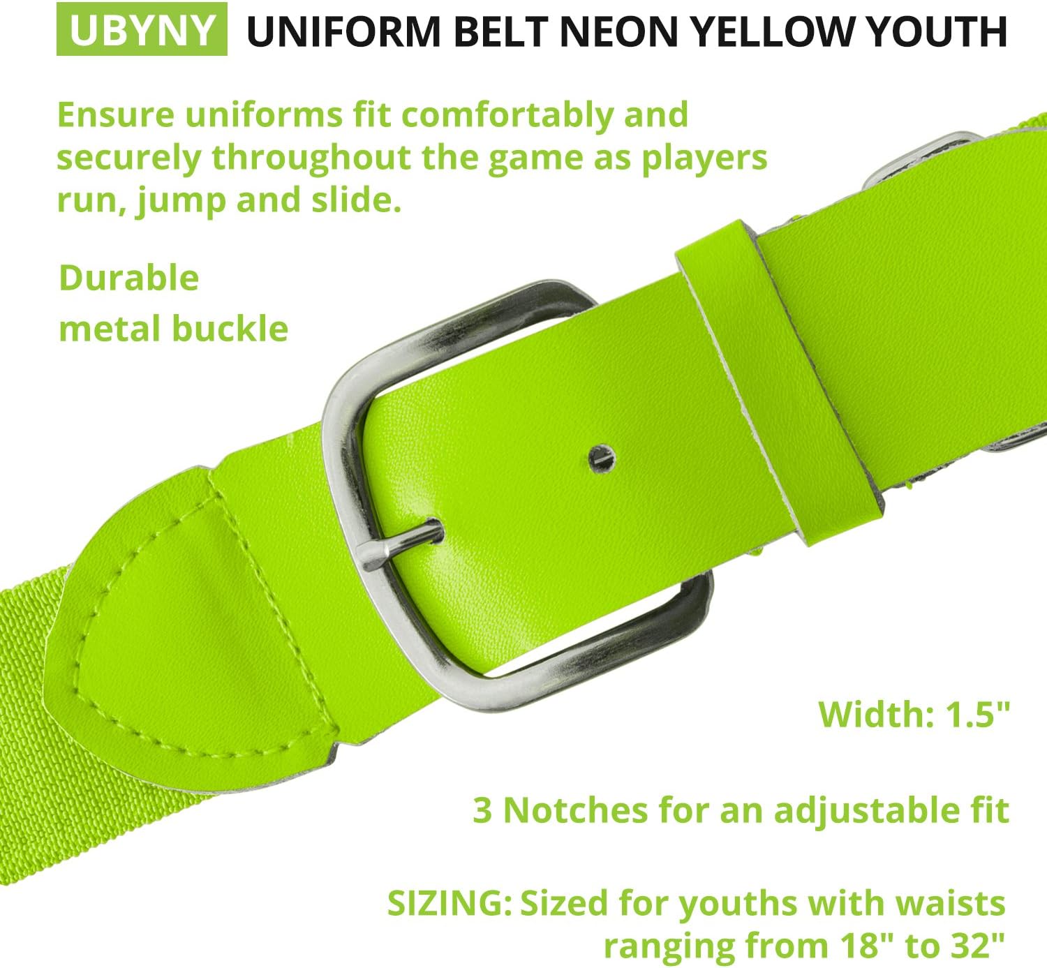 Champion Sports Baseball/Softball Uniform Belt, Comfort Stretch Fit Durable Syntex Tab - Youth & Adult Sizes, Multiple Colors