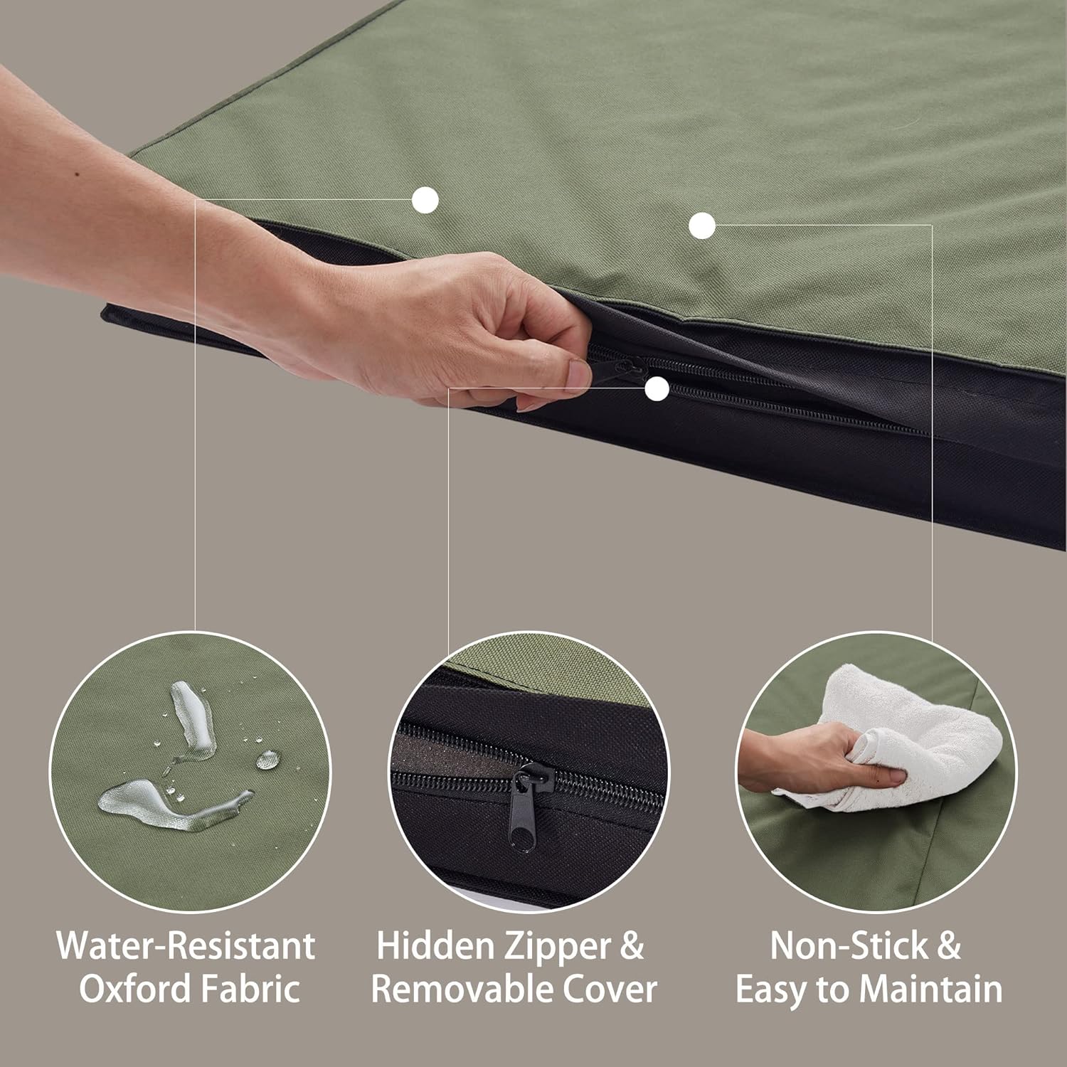 Outdoor Dog Bed for Large Dogs, Waterproof & Washable, Foldable & Orthopedic, 41" All-Weather
