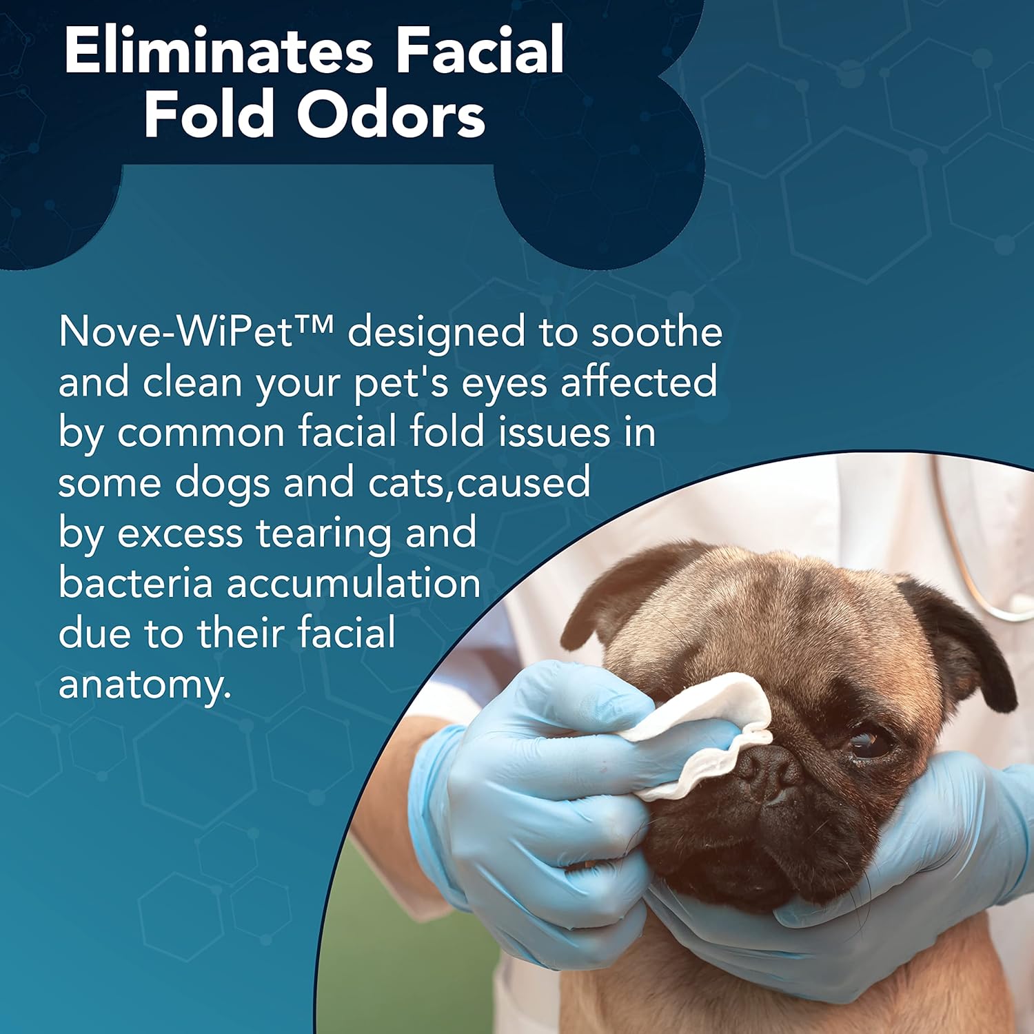 NOVEHA Dog Eye Wipes, Gentle Tear Stain Remover, Eye Hygiene, and Allergy Relief (60 Counts)