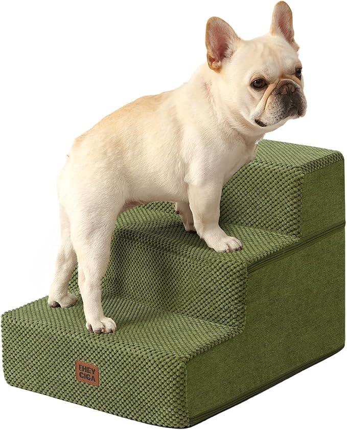 EHEYCIGA Dog Stairs for Small Dogs 13.5" H, 3-Step Dog Steps for Couch Sofa and by EHEYCIGA
