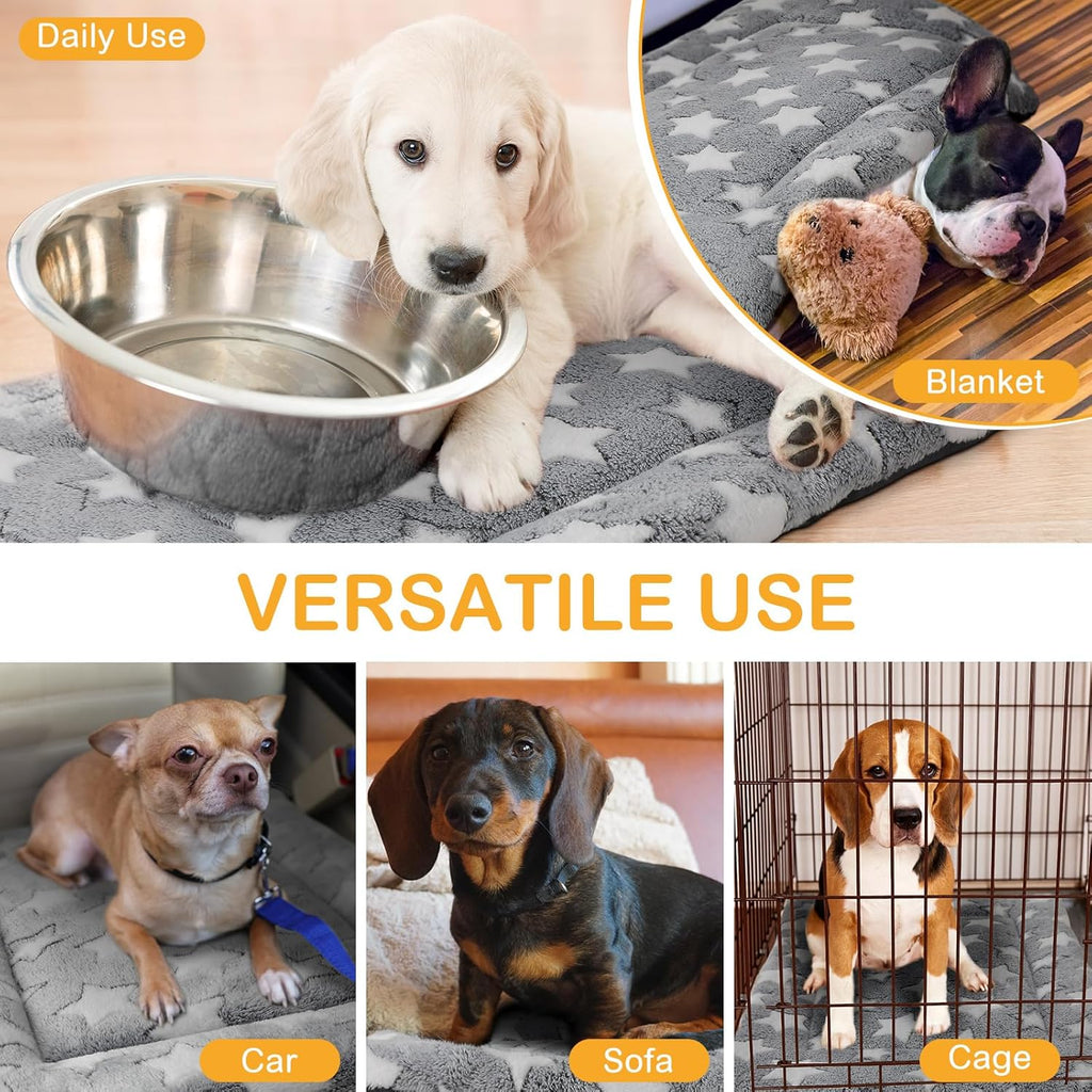 4 Pcs Washable Dog Crate Mat Kennel Pad Replaceable Reversible Pet Bed Pad for Crate Pet, Sleeping Mat for Small, Medium, Large Dog Machine Washable(24 x 36 x 1.6 Inch,Gray)