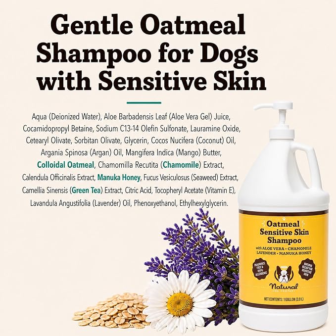 Natural Dog Company Sensitive Skin Dog Shampoo Gallon – Hypoallergenic Oatmeal - Image 10