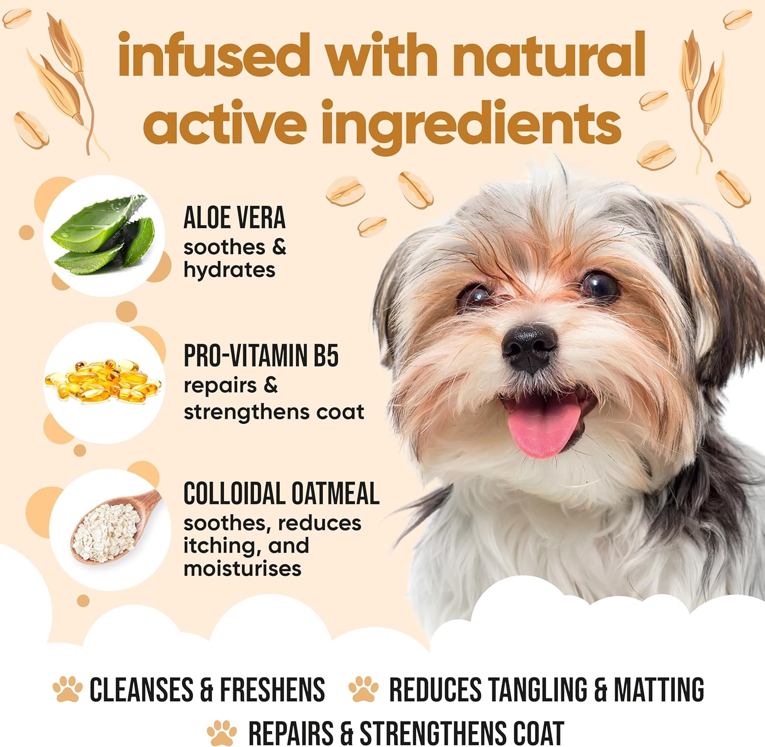 Oatmeal Dog Shampoo for Smelly Dogs (33.8oz) - Hypoallergenic & Itch Relief Formula, Gentle on Sensitive Skin, Includes Dog Shampoo and Conditioner - Essential Dog Grooming Supplies