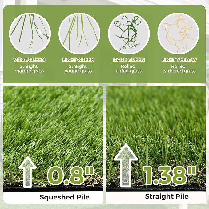 Artificial Grass Rug Indoor Outdoor, 7.7 x 8.7FT Faux Grass Turf - Image 7