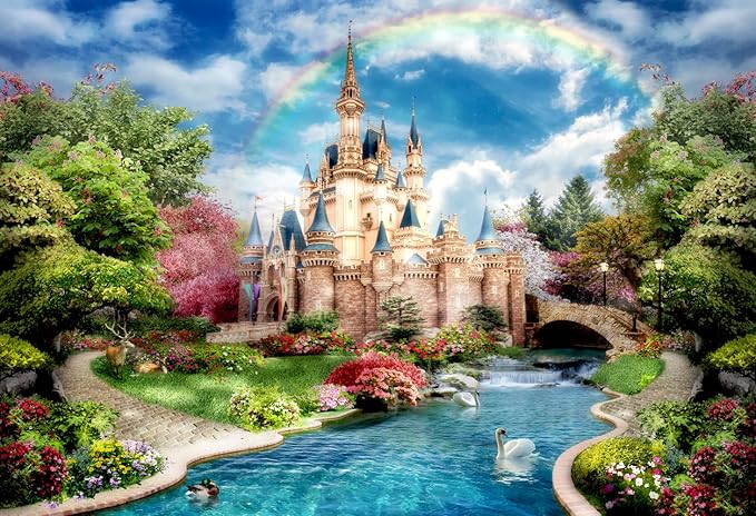 Castle Mural Wallpaper for Kids Bedroom Beautiful Fairytale World Nursery Wall Mural (Not Peel n' Stick)