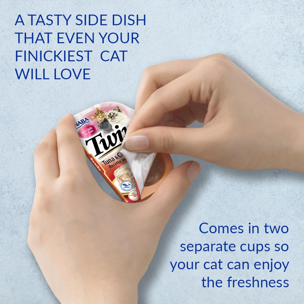 INABA Twins for Cats, Grain-Free Shredded Chicken & Broth Gelée Side Dish Cups, Tuna & Chicken Recipe, 1.23 Ounces per Serving, 19.68 Ounces Total (16 Count)
