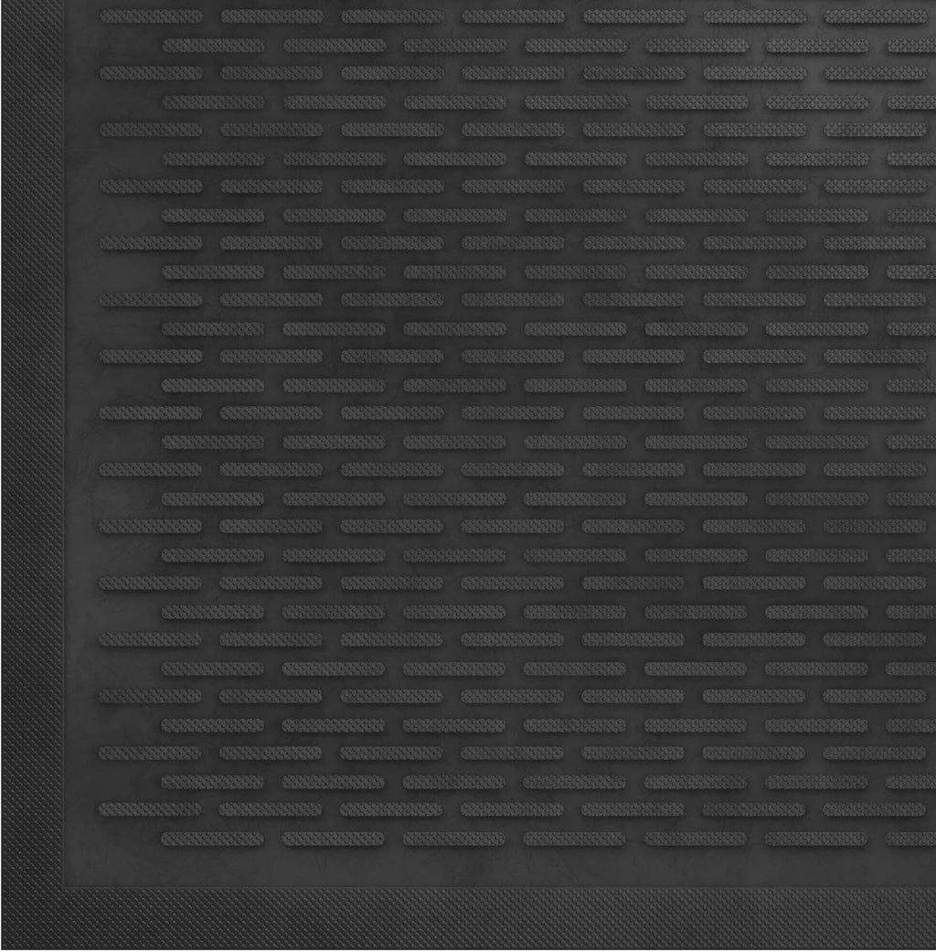 Indoor/Outdoor Hose-Wash Lines Design Non-Slip Rubber 18" x 30" Modern Entryway Mat for Entryway, Patio, Backyard, Garage, 18" x 30", Black Lines