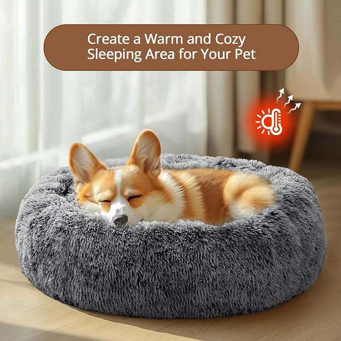 JOLLYVOGUE Calming Dog Beds Large Sized Dog, 36in Donut Washable Large Pet Bed - Image 4