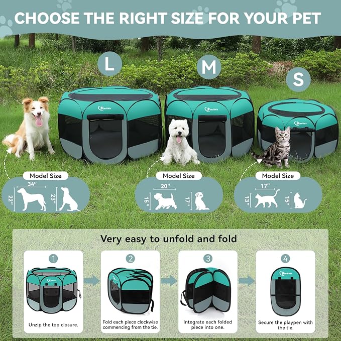 Siedihit Playpen for Middle Dog Cat, Dogs Tent Crate Cage Indoor/Outdoor - Image 8