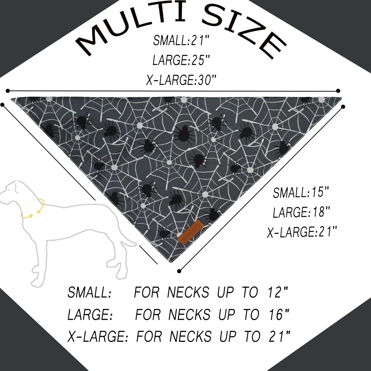 Realeaf Halloween Dog Bandanas 2 Pack, Spider Web Ghosts Bibs, Triangle Reversible Fall Pet Scarf, Premium Durable Fabric, Adjustable Fit (Halloween, Large)