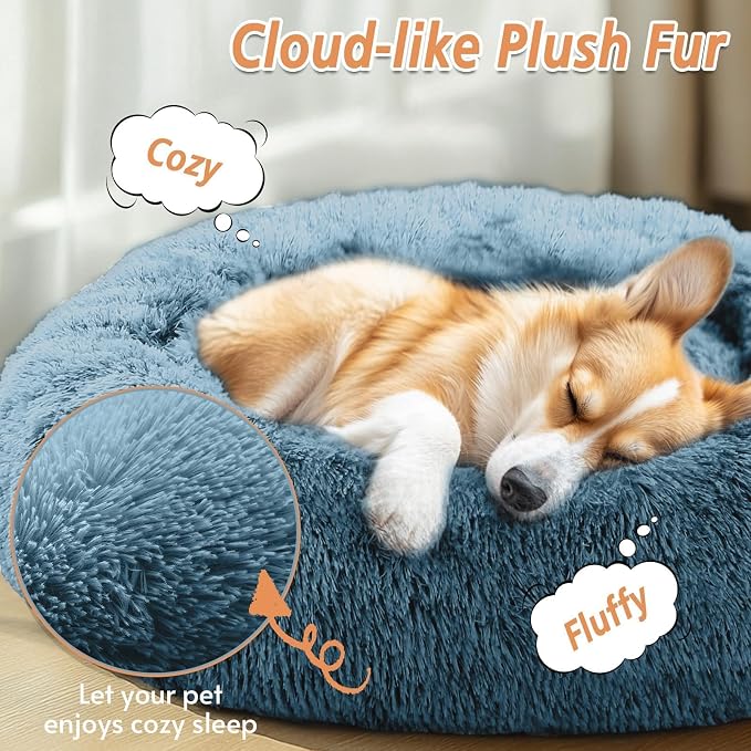 JOLLYVOGUE Calming Dog Beds Large Sized Dog, 36in Donut Washable Large Pet Bed - Image 2