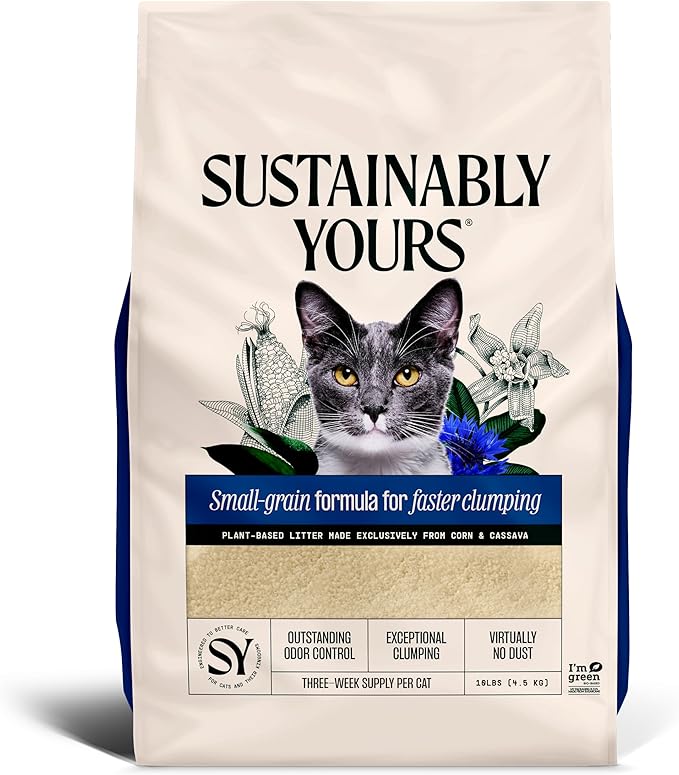 Sustainably Yours Natural Cat Litter, Small-Grain Formula, Exceptional Clumping by SustainablyYours