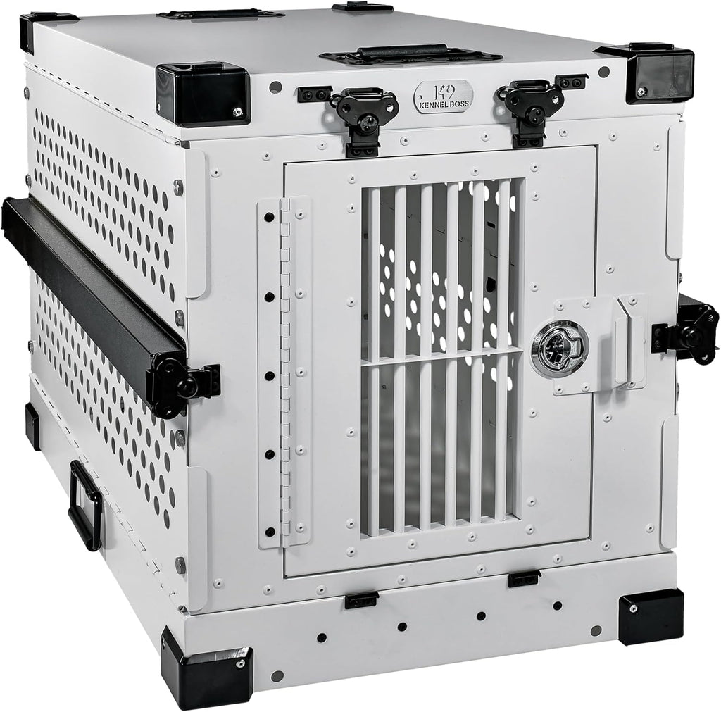 Heavy Duty Fully Collapsible Powder-Coated Aluminum Dog Crate - Small (White)